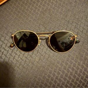 Gold and Black Round Sunglasses